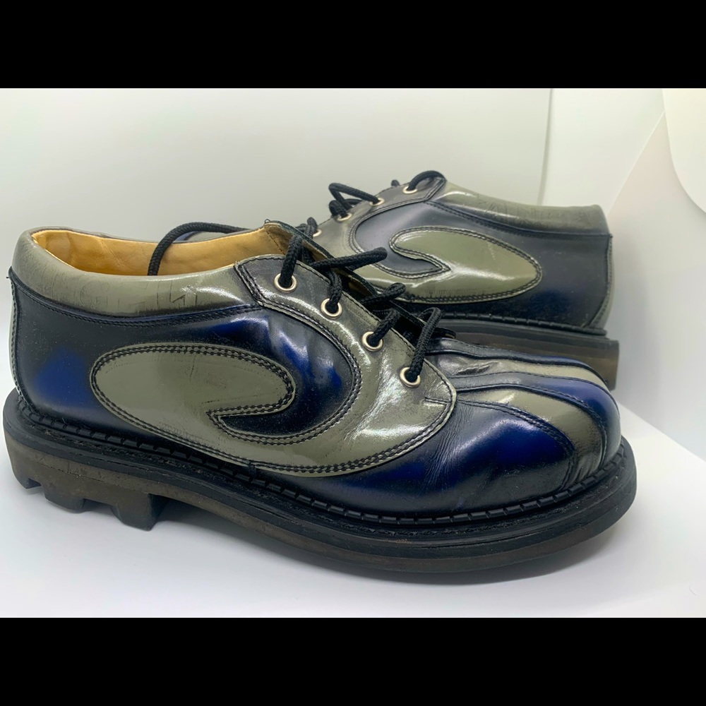 John Fluevog Angels Swirl blue/grey mens size 8.5 us or 42 eru